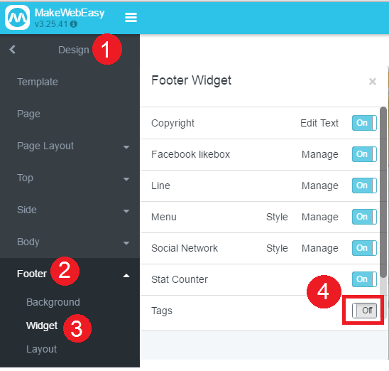 วิธีการจัดการ Widget เมนู Footer 3