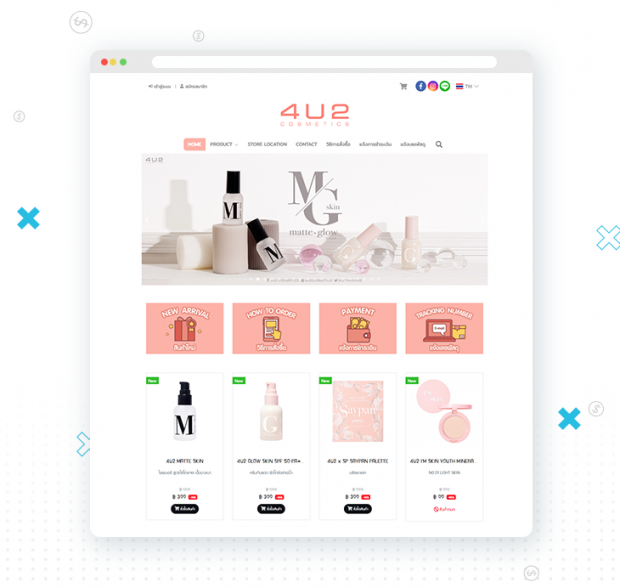ตัวอย่างเว็บไซต์ขายของออนไลน์ 4u2.com