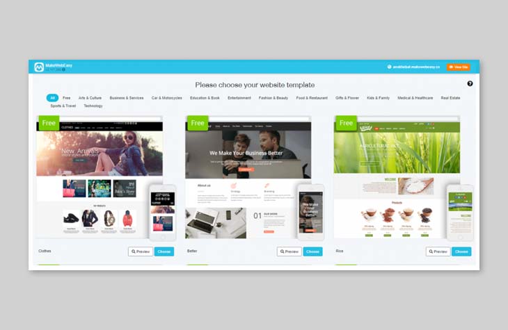 Pilih Template Website MakeWebEasy