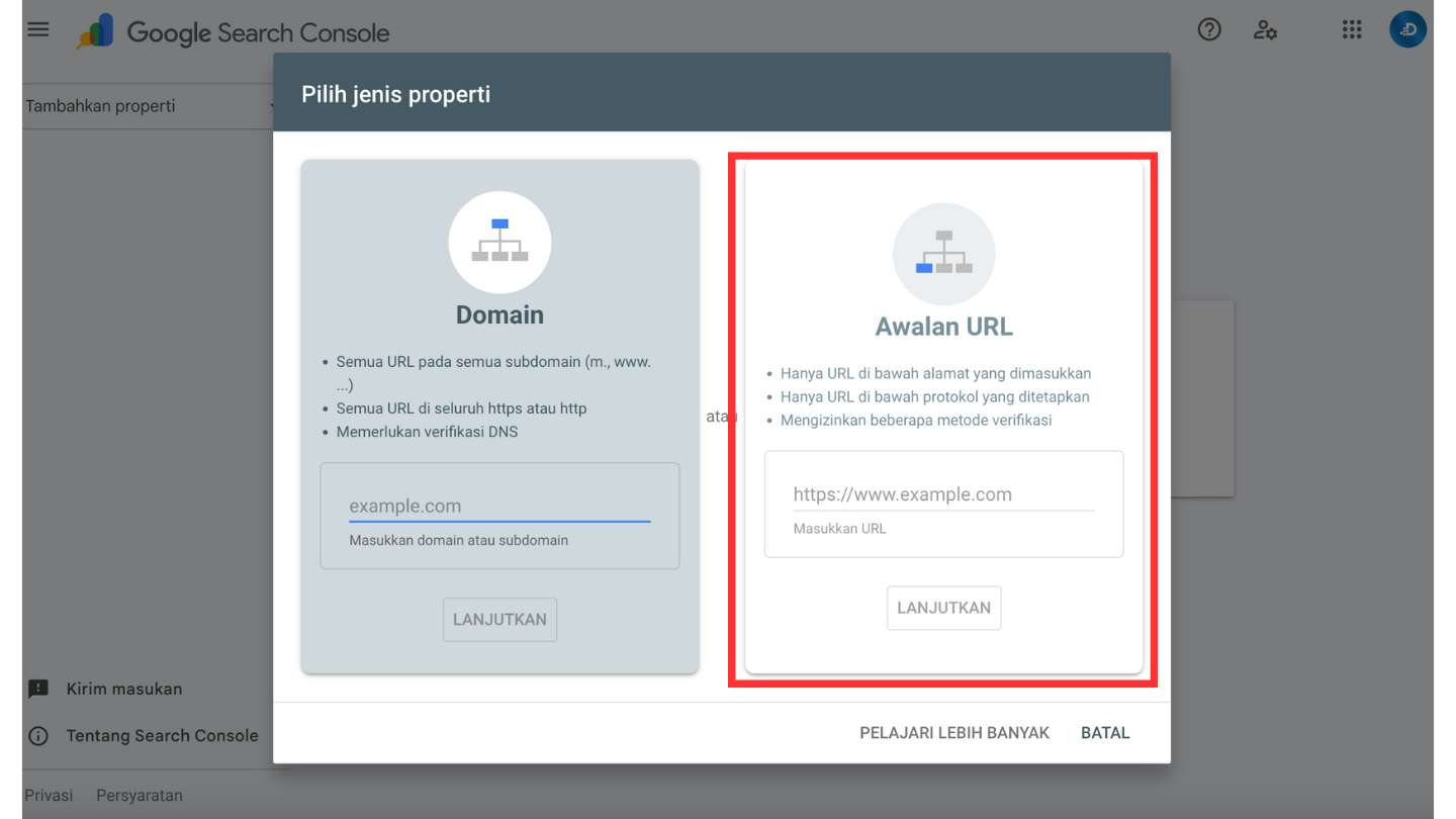 cara verifikasi google search console