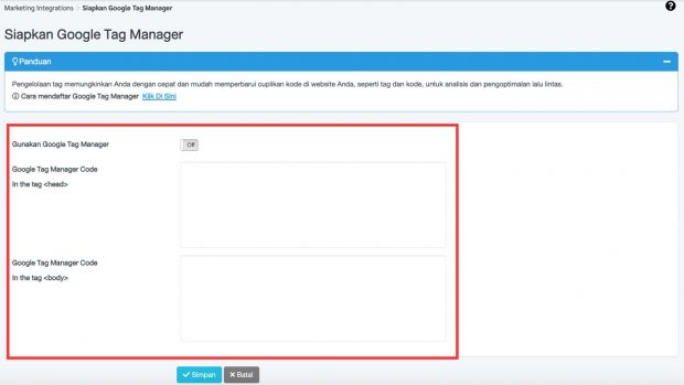 integrasi google tag manager