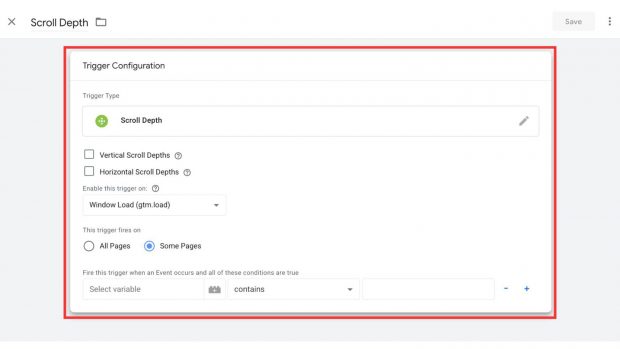setting scroll depth gtm