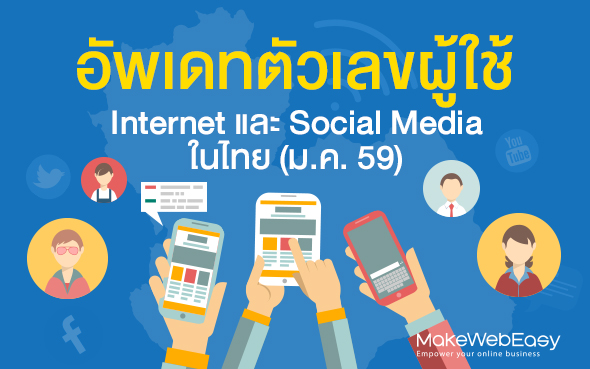 อัพเดทตัวเลขผู้ใช้ Internet และ Social Media ในไทย (ม.ค. 59)