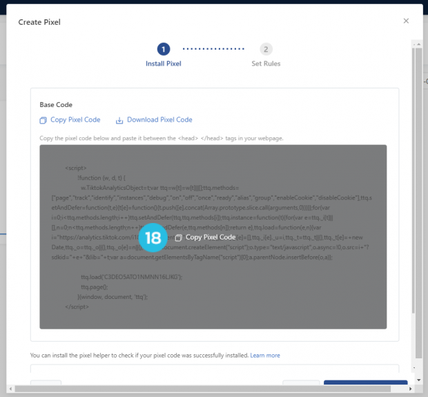 copy code tiktok pixel