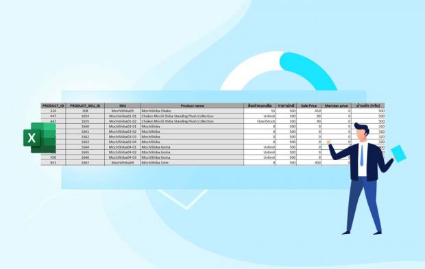 ตัวอย่างข้อมูลในไฟล์ Excel