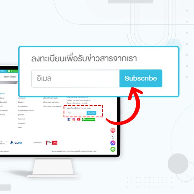 Subscribe ให้ลูกค้ากรอกในส่วนของ Footer 