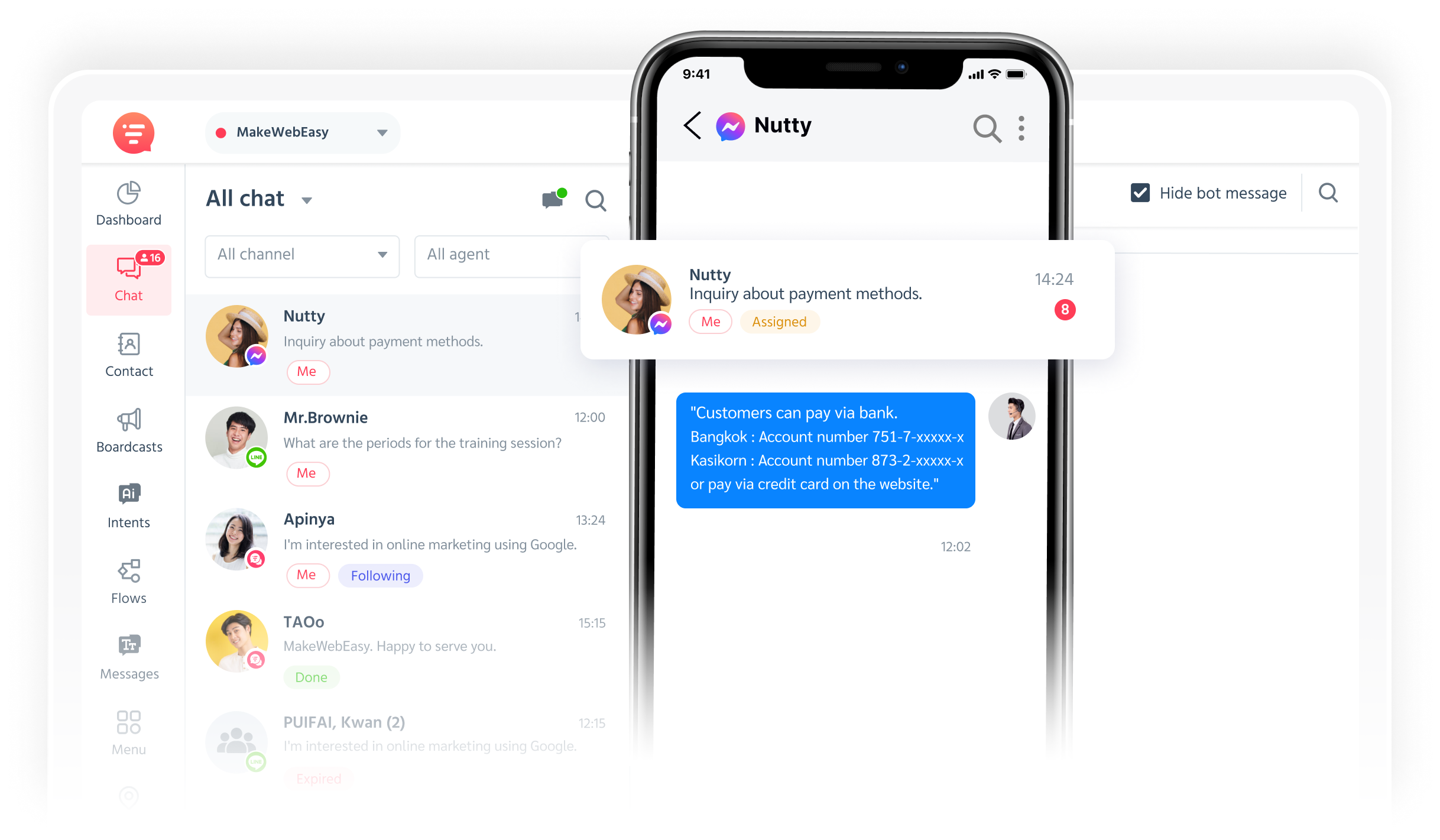 Chat management service chatcone
